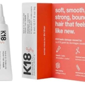 K18 hair מסכה לתיקון ושיקום מולקולרי של השיער ללא שטיפה 5 מ"ל לשימוש ביתי לתיקון נזק השיער ב-4 דקות