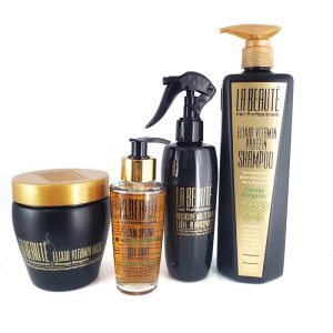 La Beaute לה בוטה מארז אלקסיר המכיל שמפו + מסכה + סרום + מסכה ללא שטיפה